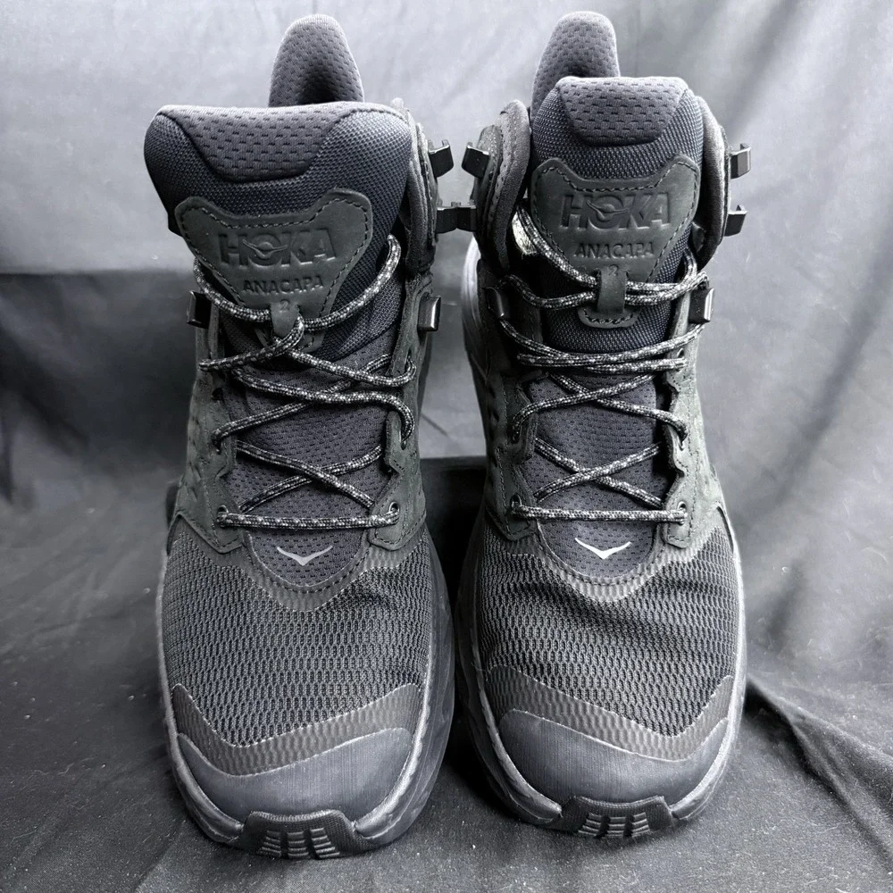 Hoka Anacapa 2 Mid GTX Men's Size 9 Triple Black Mid-Cut Hiking Boots Comfort